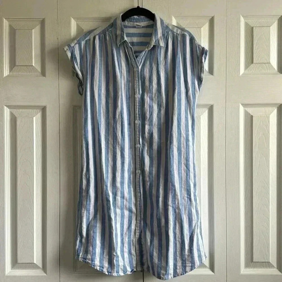 Old Navy Blue & White Striped Button Down Dress size S - Picture 1 of 3